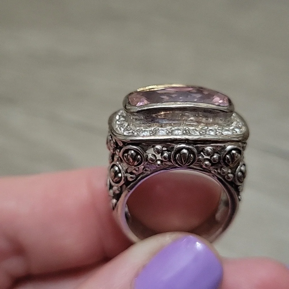 Sterling and pink topaz ring size 6 - Picture 3 of 4